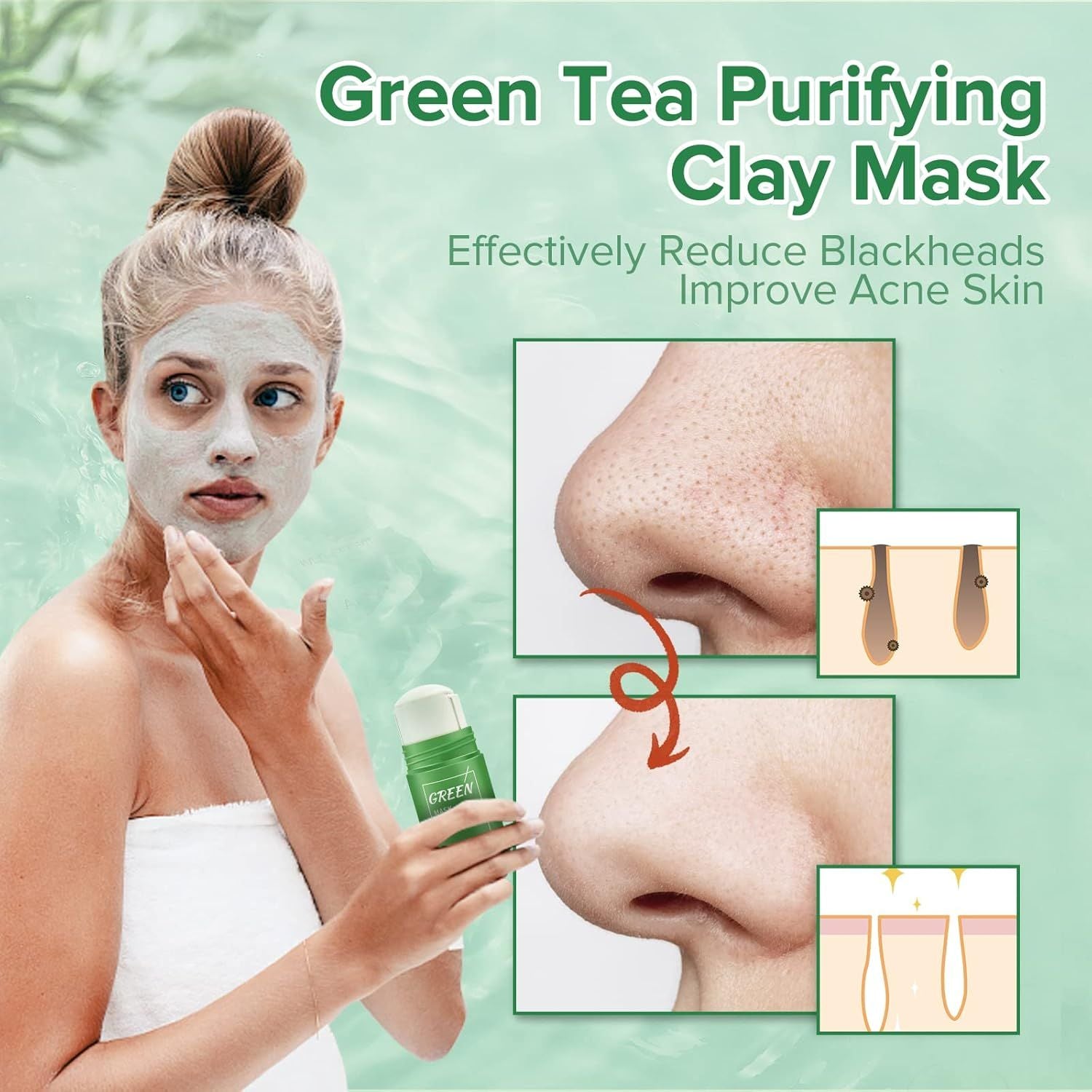 ( Green Tea Mask Stick for Face)  عصا قناع الشاي الأخضر للوجه